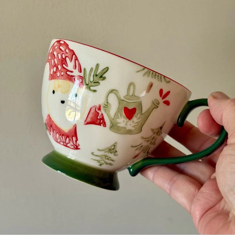 World Market Holly Jolly Vibes Christmas Mugs Woodland Santa Set of 2 NWOT